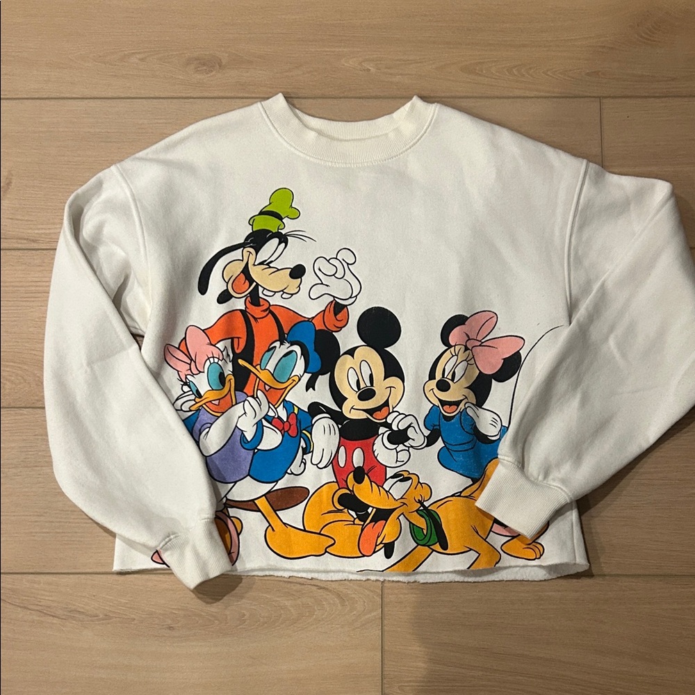 Disney White Crewneck Sweatshirt with Black Logo